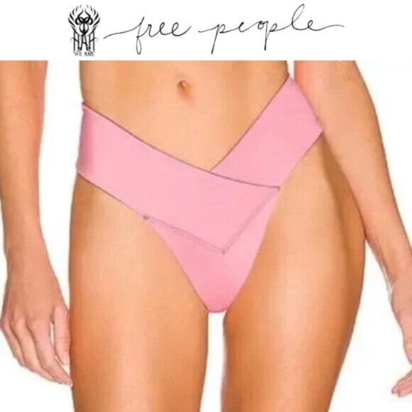 We Are HAH NWT U Cheeky Thing Reversible Swim Bottom Brown/Pink Shroom Combo -M - Picture 1 of 13